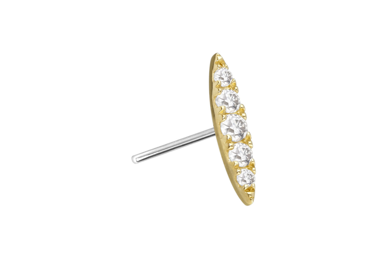 14 carat gold attachment with titanium push pin MOISSANITE OVAL