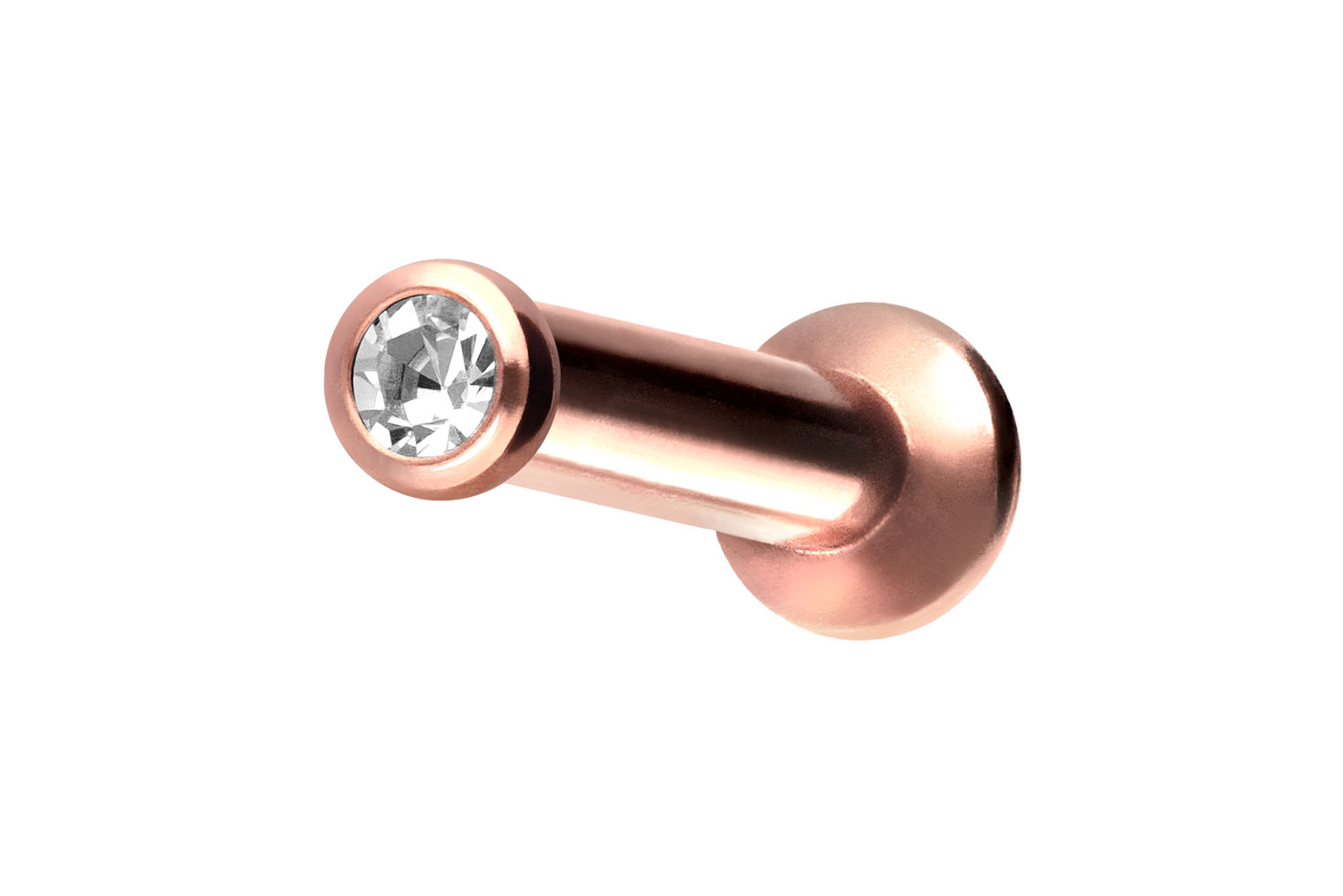 Titan Triple Piercing Mini Labret mit Push Fit FLAT-DISC + KRISTALL