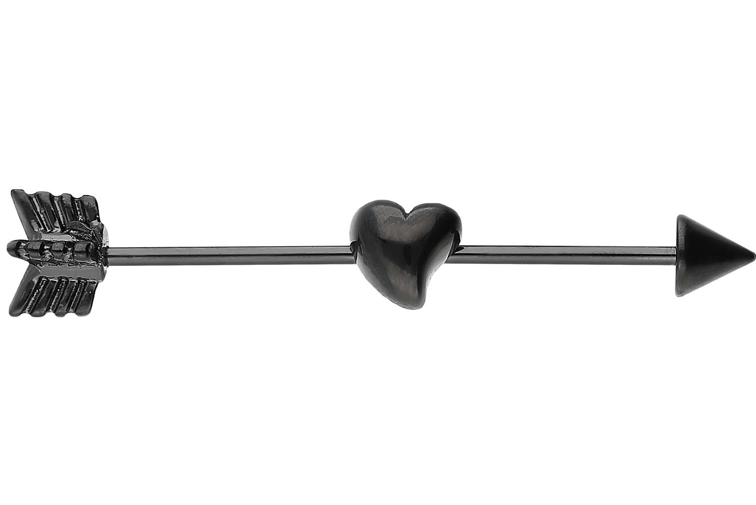 Surgical steel industrial ear piercing ARROW + HEART