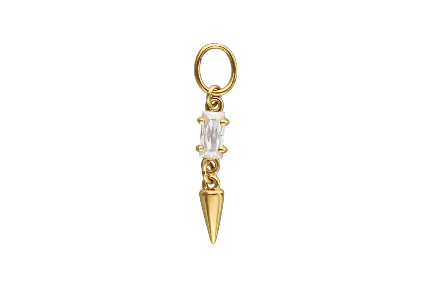 18 Karat Gold Anhänger für Clicker MOISSANIT-RECHTECK + SPITZE