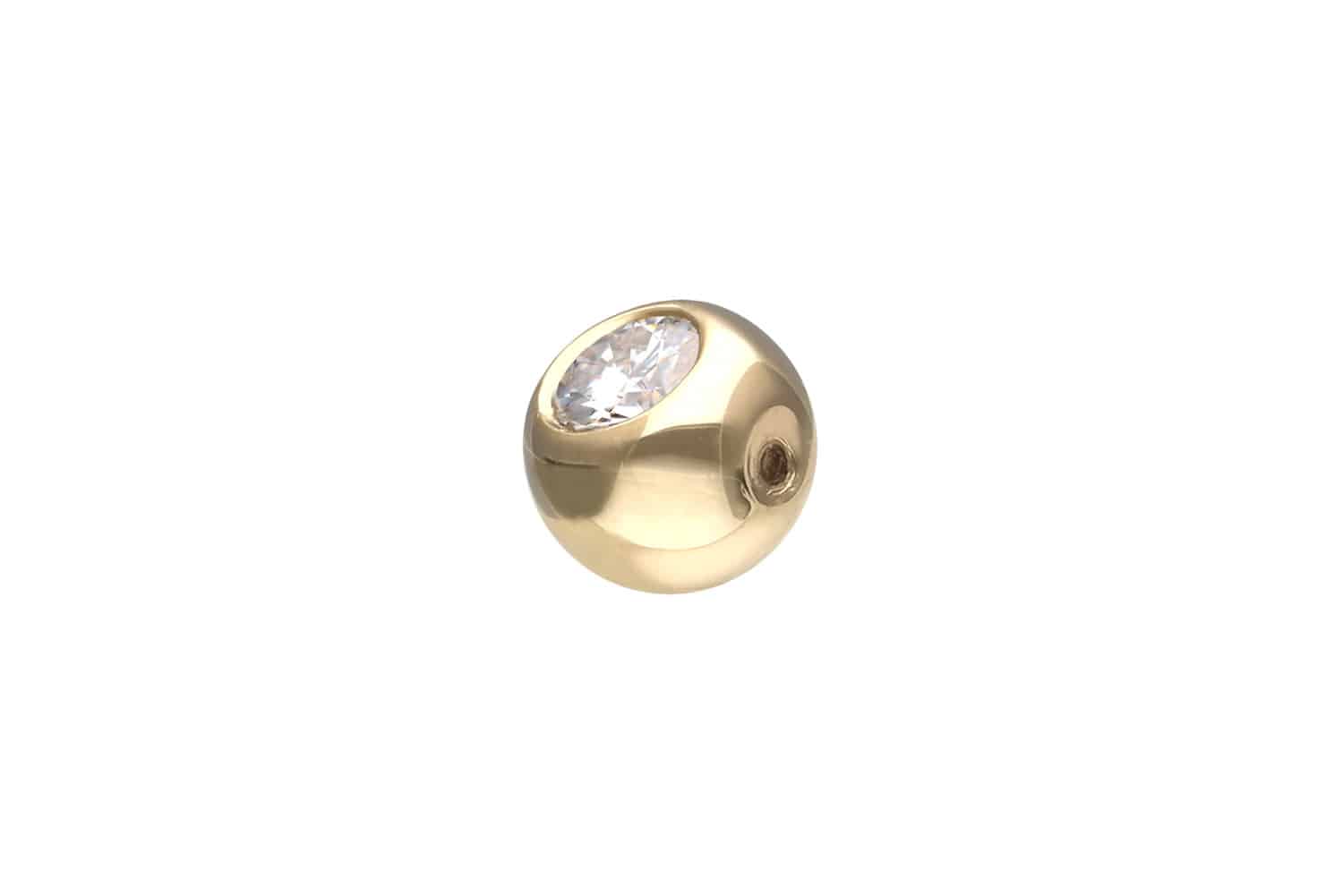 14/18 Karat Gold Klemmkugel MOISSANIT