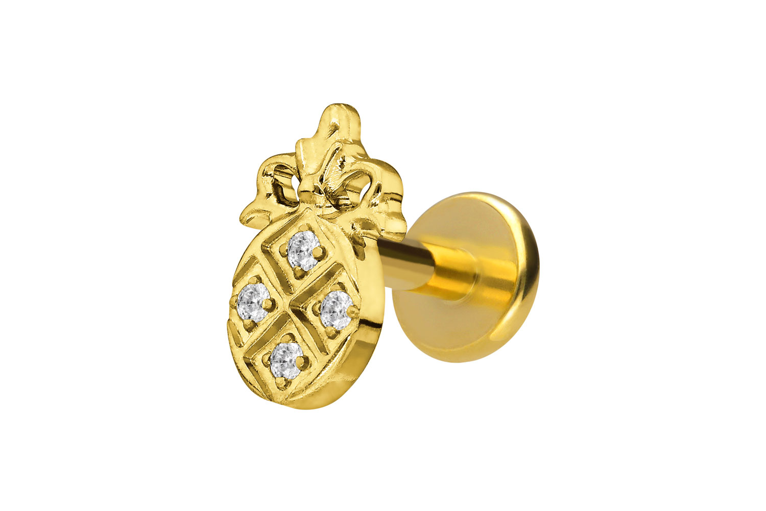 Titanium labret with internal thread CRYSTAL PINEAPPLE