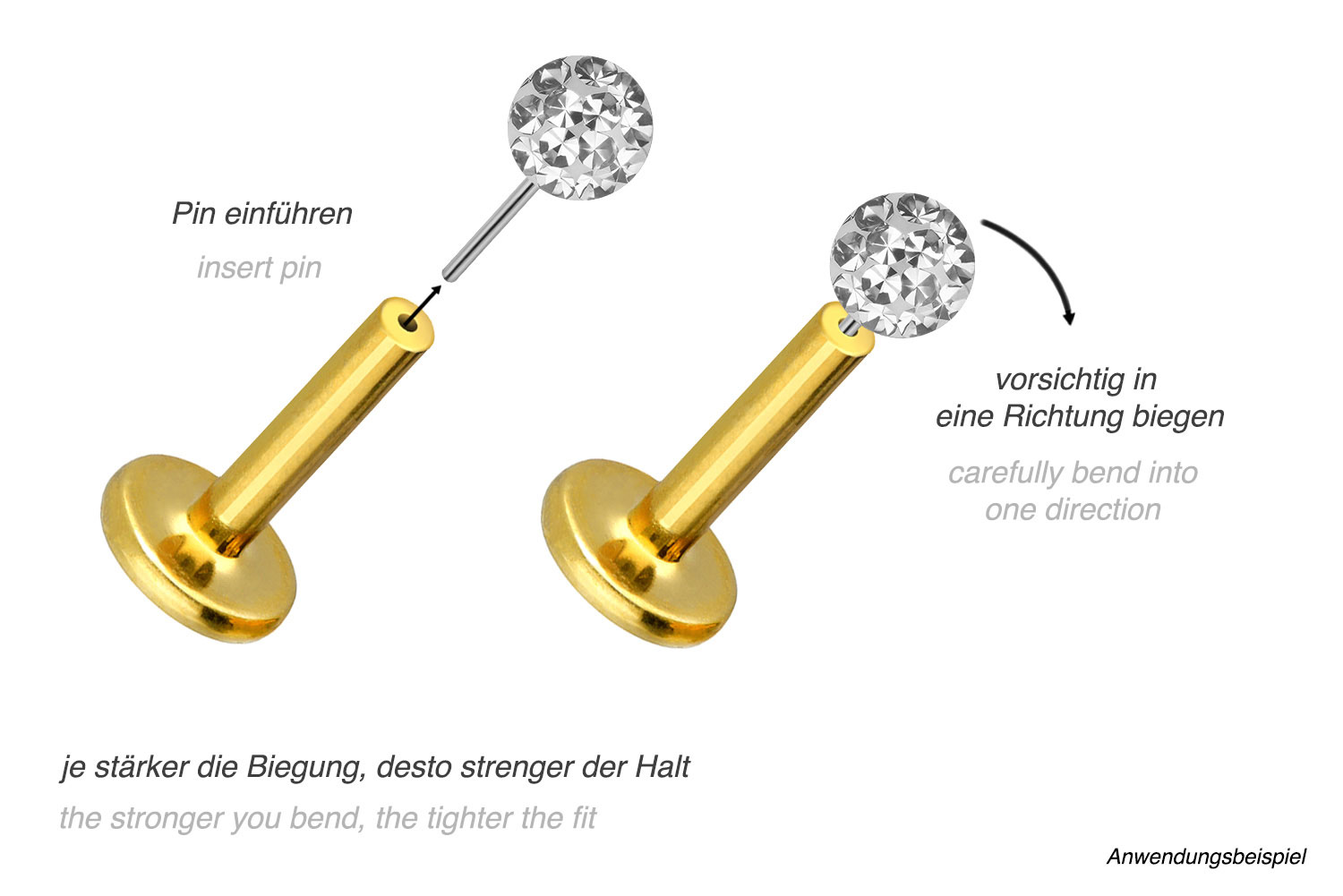 Titan Labret mit Push Fit EPOXY-KUGEL