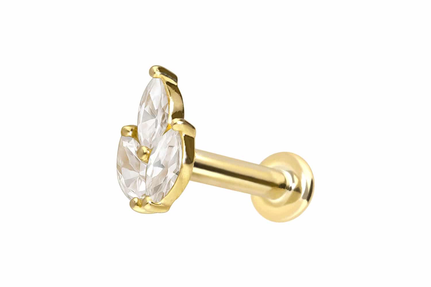 18 Karat Gold Labret mit Innengewinde DIAMANT-LOTUSBLÜTE