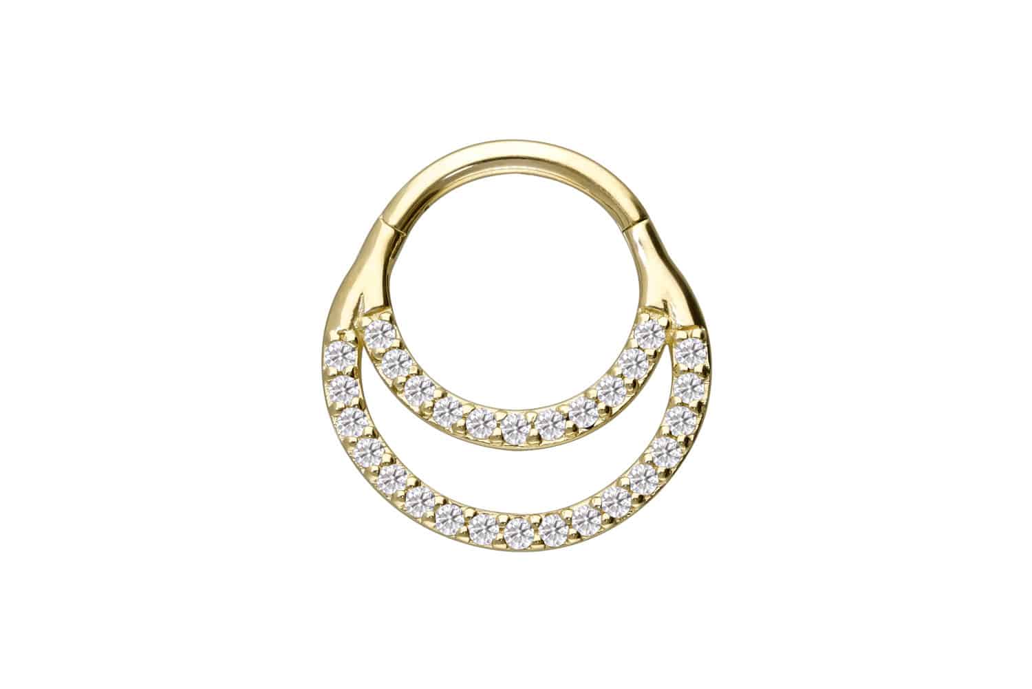 14/18 carat gold segment ring clicker SET MOISSANITES + 2 RINGS