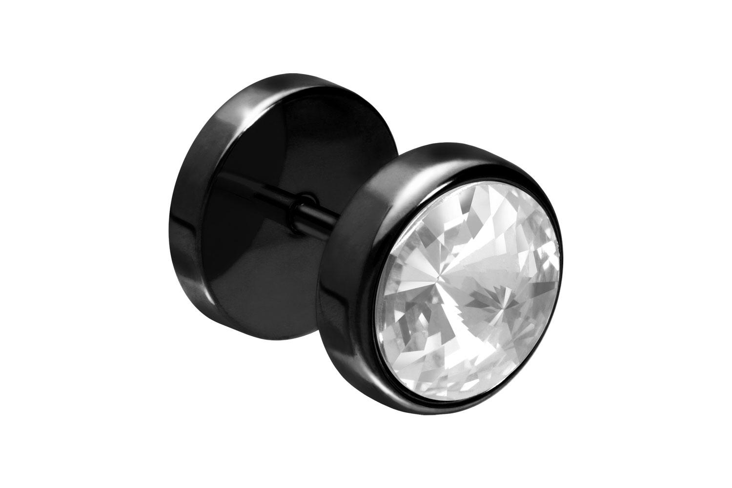 Surgical steel fake plug BIG CRYSTAL