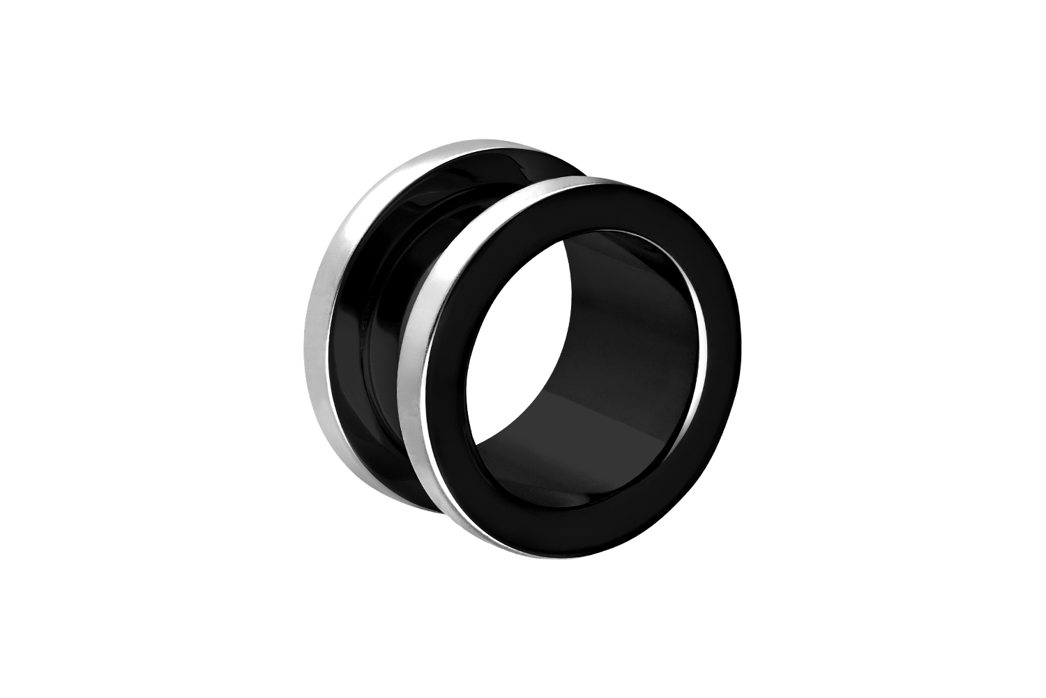 Surgical steel tunnel black POLISHED EDGE