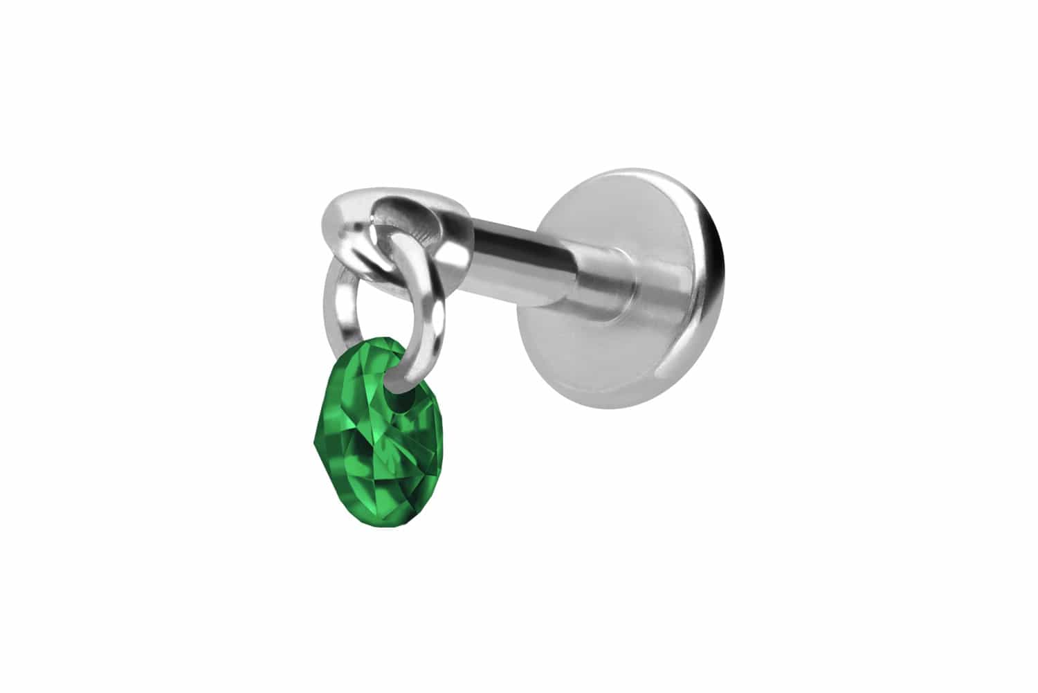 Titanium labret with internal thread ROUND CRYSTAL