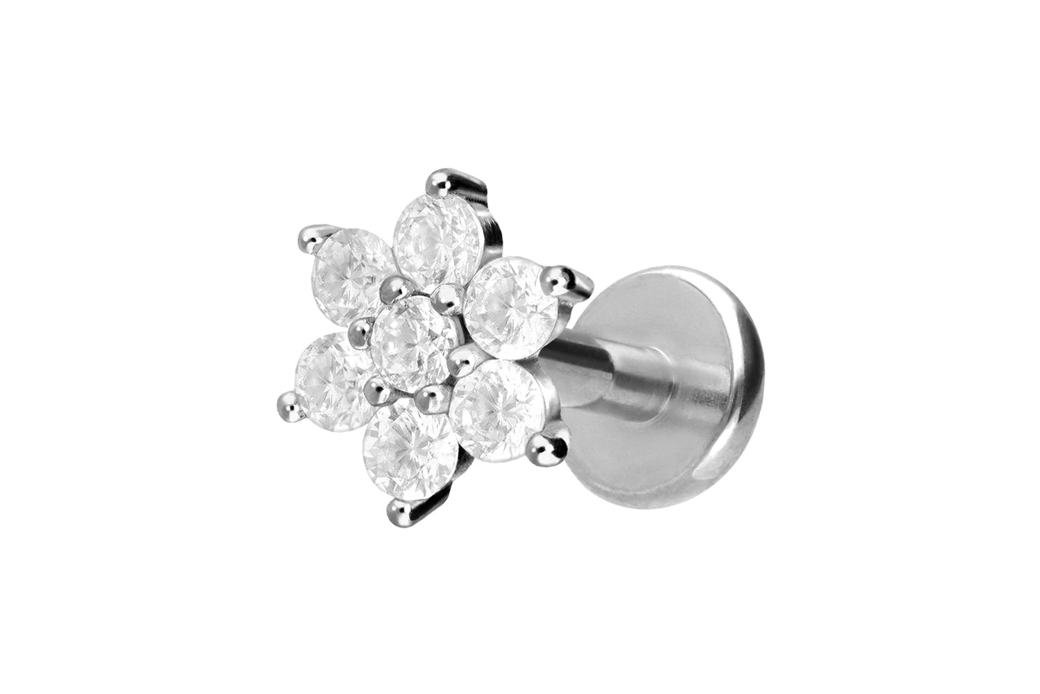 Titan Labret mit Innengewinde KRISTALLBLUME