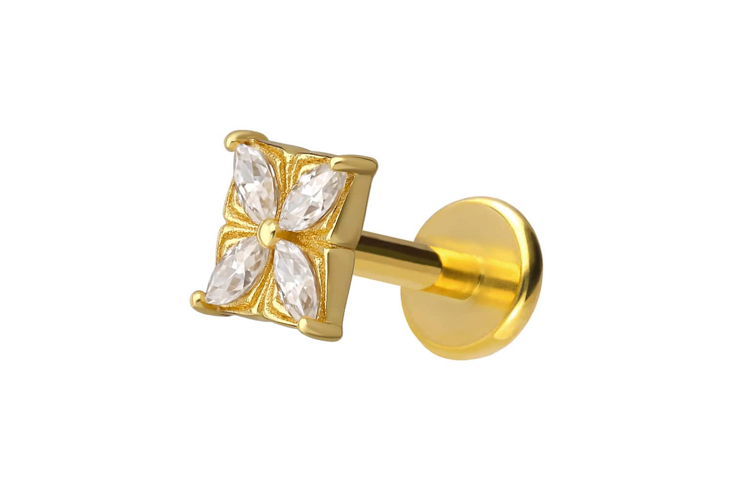 Titanium labret with internal thread + 925 silver attachment MOISSANITE FLOWER