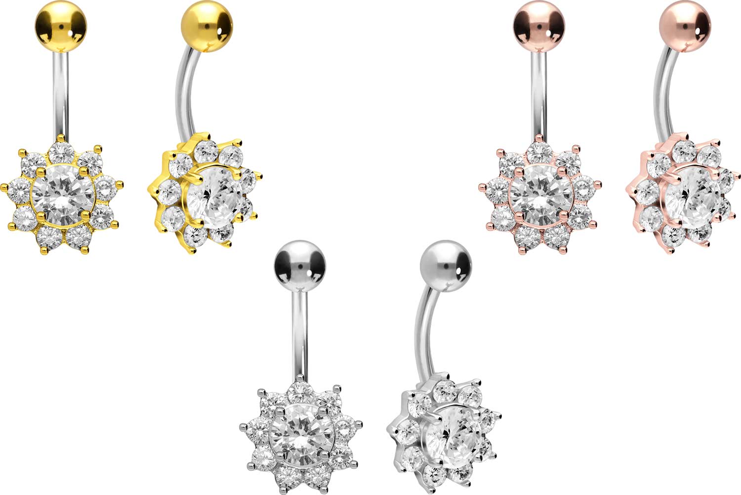 Titanium bananabell with 925 silver design CRYSTAL FLOWER