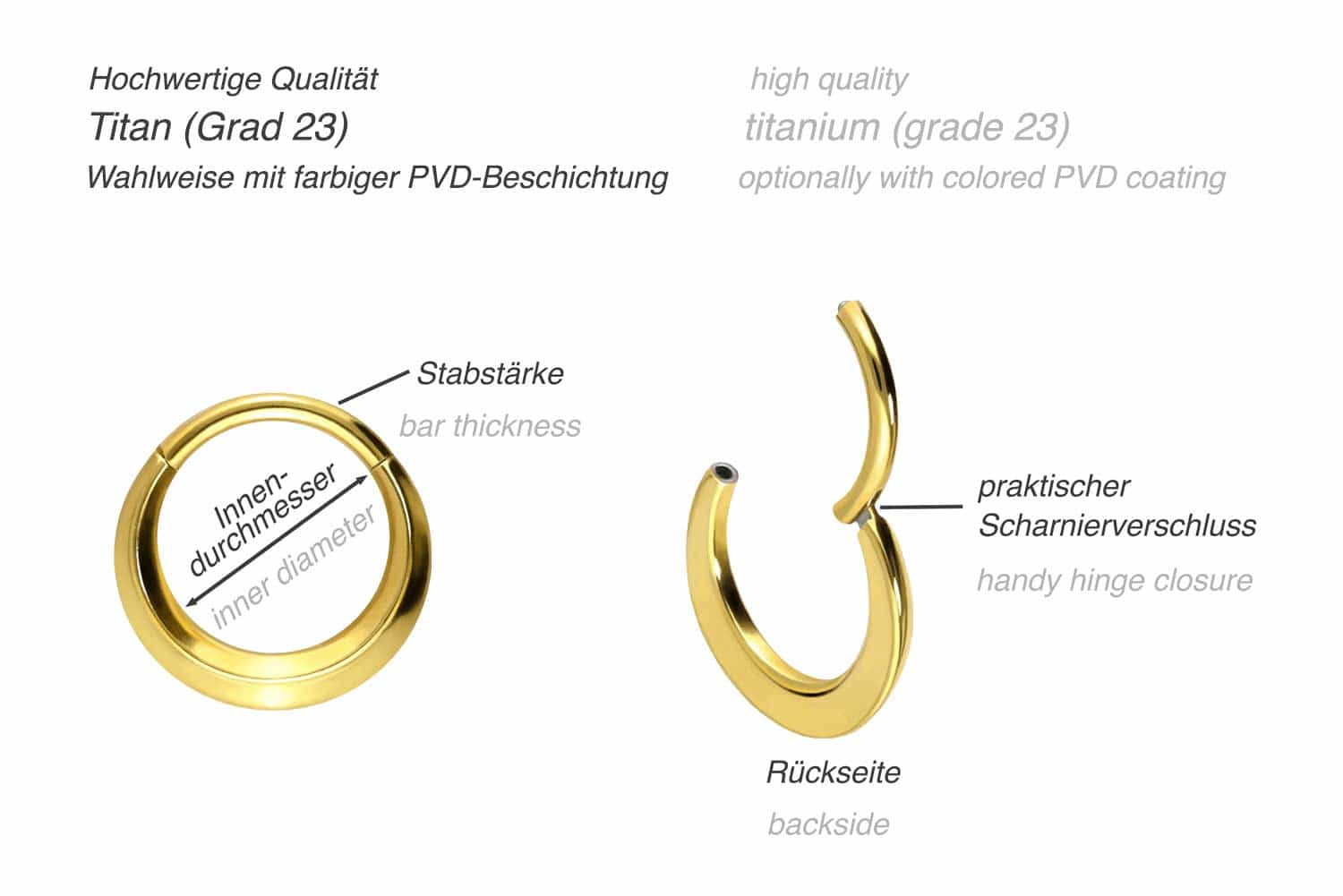 Titanium segment ring clicker FLAT