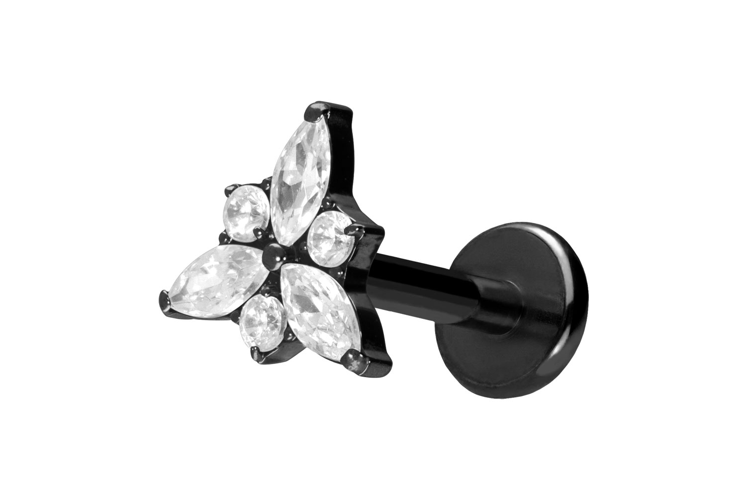 Titanium labret with push fit CRYSTAL BLOSSOM