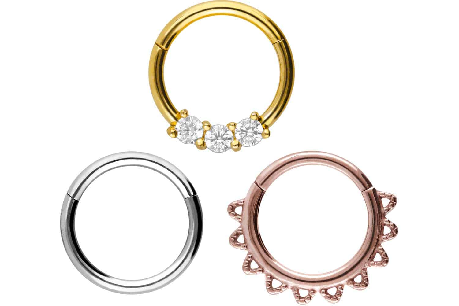 SET Surgical steel segment ring clicker MIX