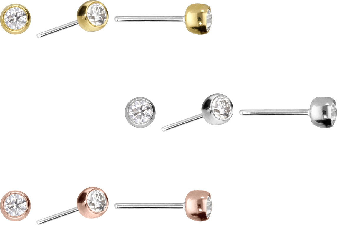 14 carat gold ball with titanium push pin MOISSANITE