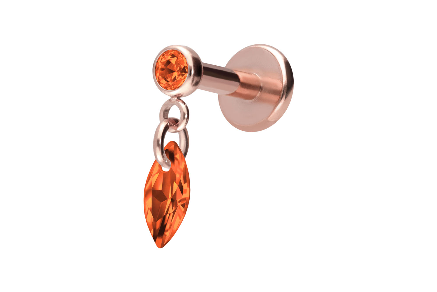 Titanium labret with internal thread CRYSTAL OVAL