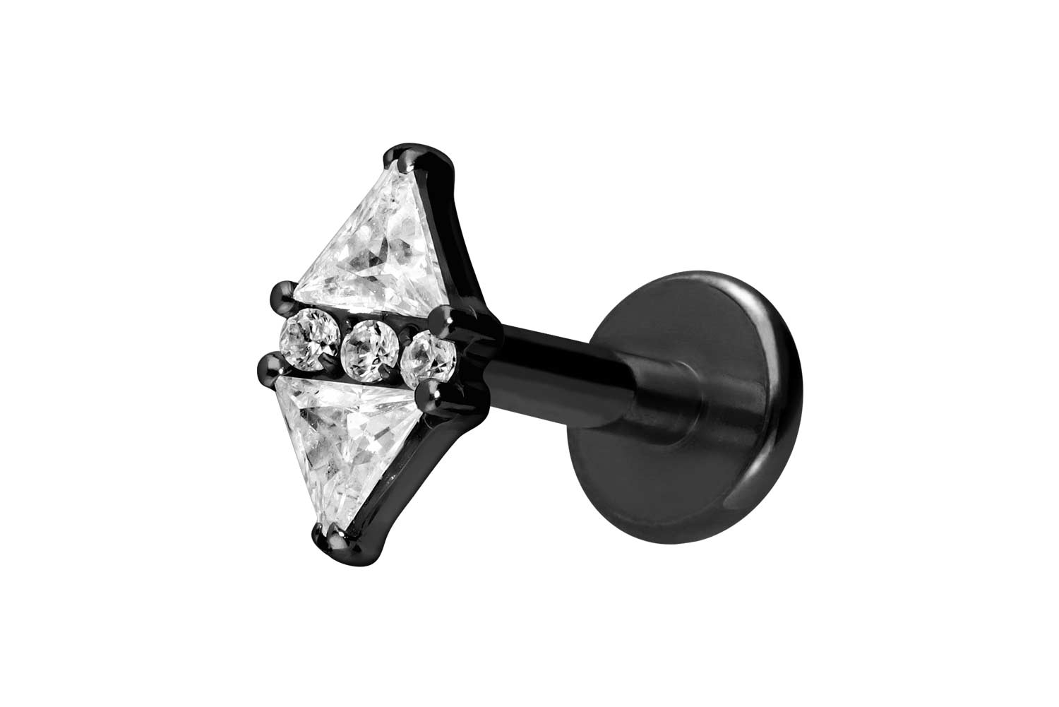 Titanium labret with internal thread CRYSTAL RHOMBUS