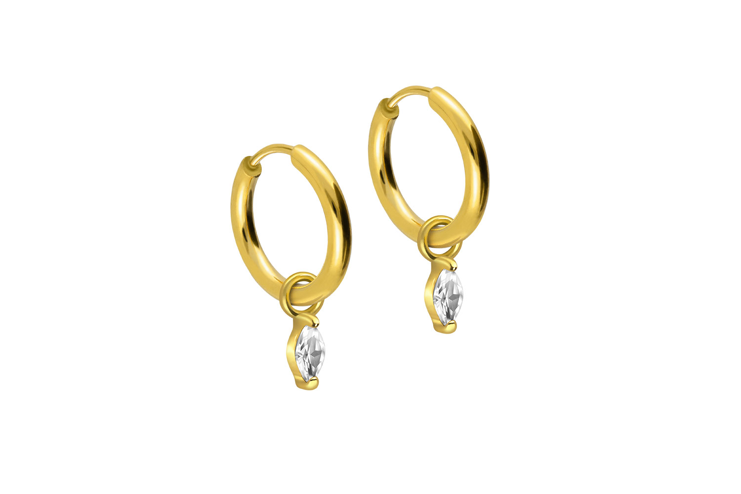 Chirurgenstahl Ohrclicker Creolen EINGEFASSTER OVALER KRISTALL