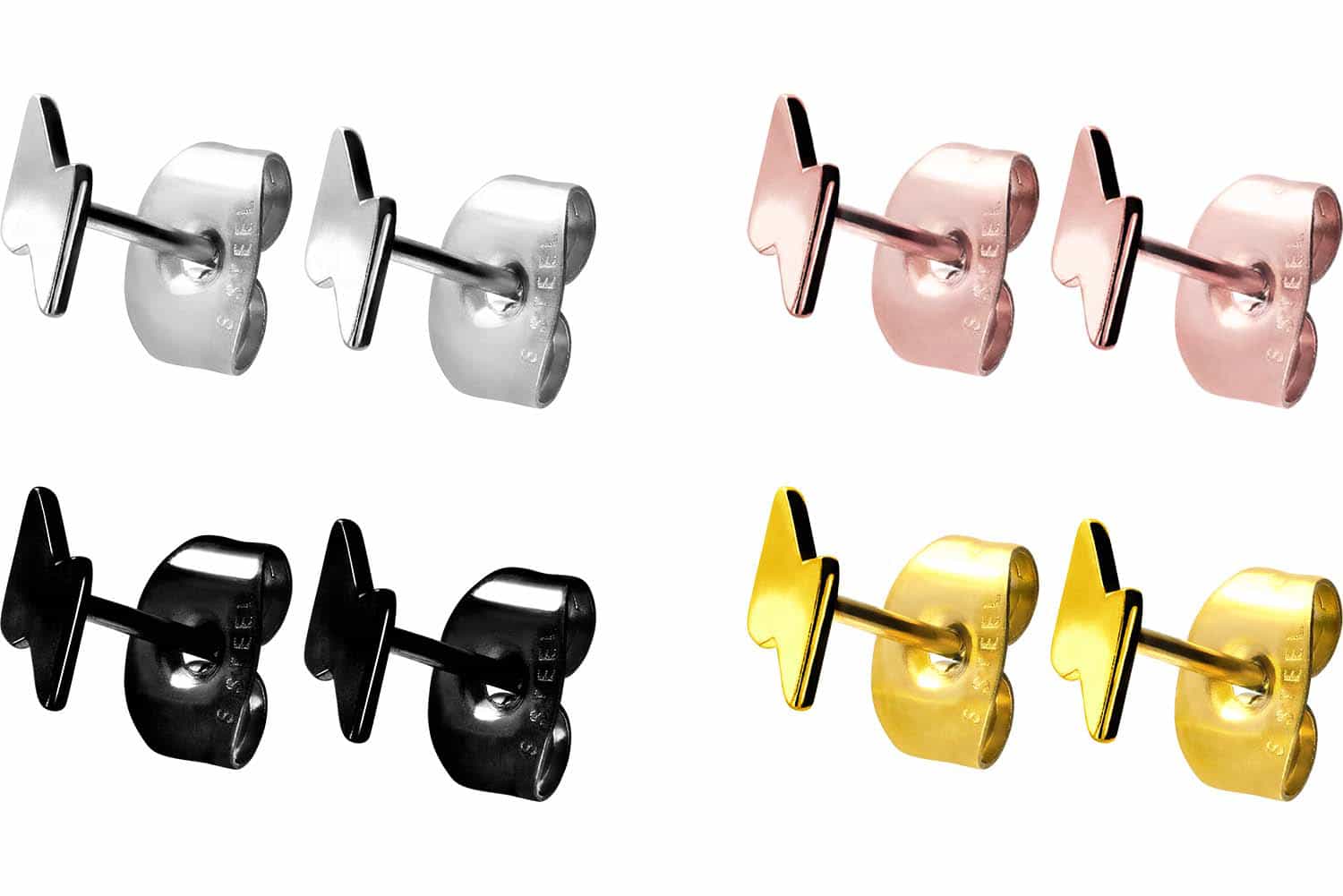 Surgical steel ear studs LIGHTNING