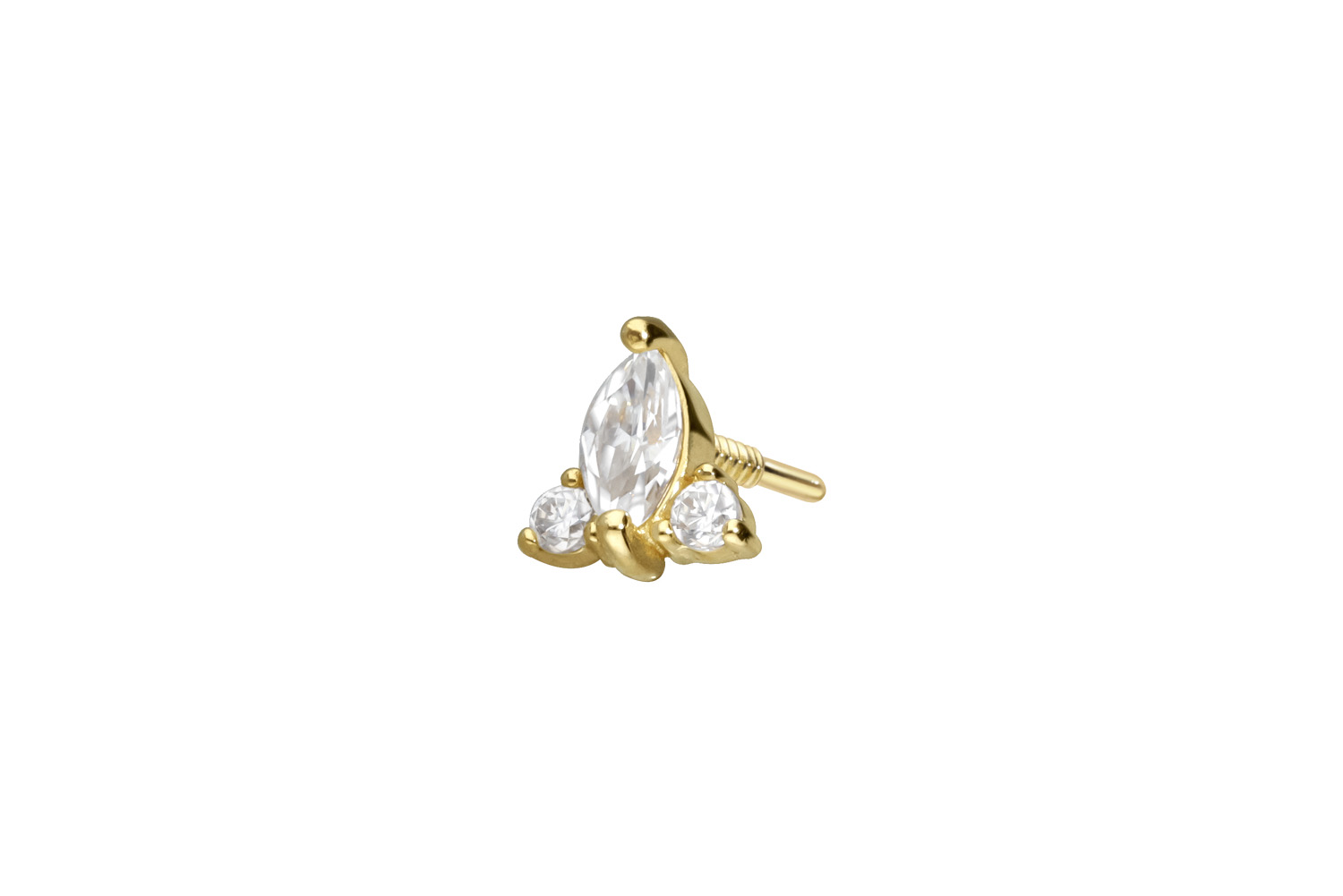 14 carat gold screw-in attachment with external thread MOISSANITE FLOWER