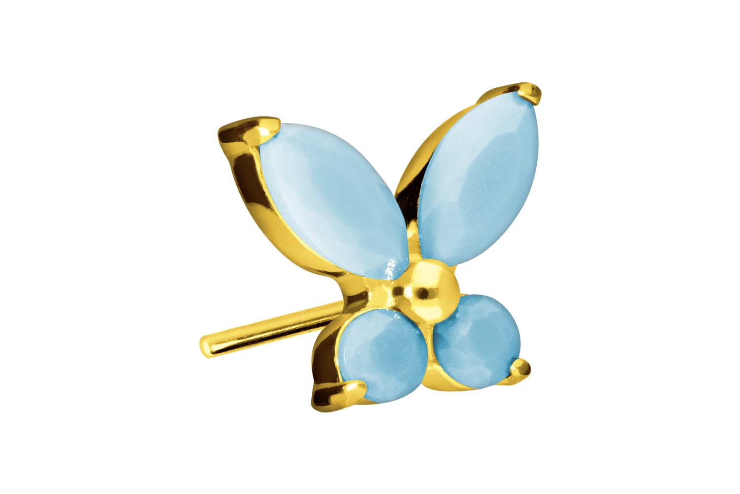 Titanium attachment with push pin BUTTERFLY + SYNTHETIC TURQUOISES