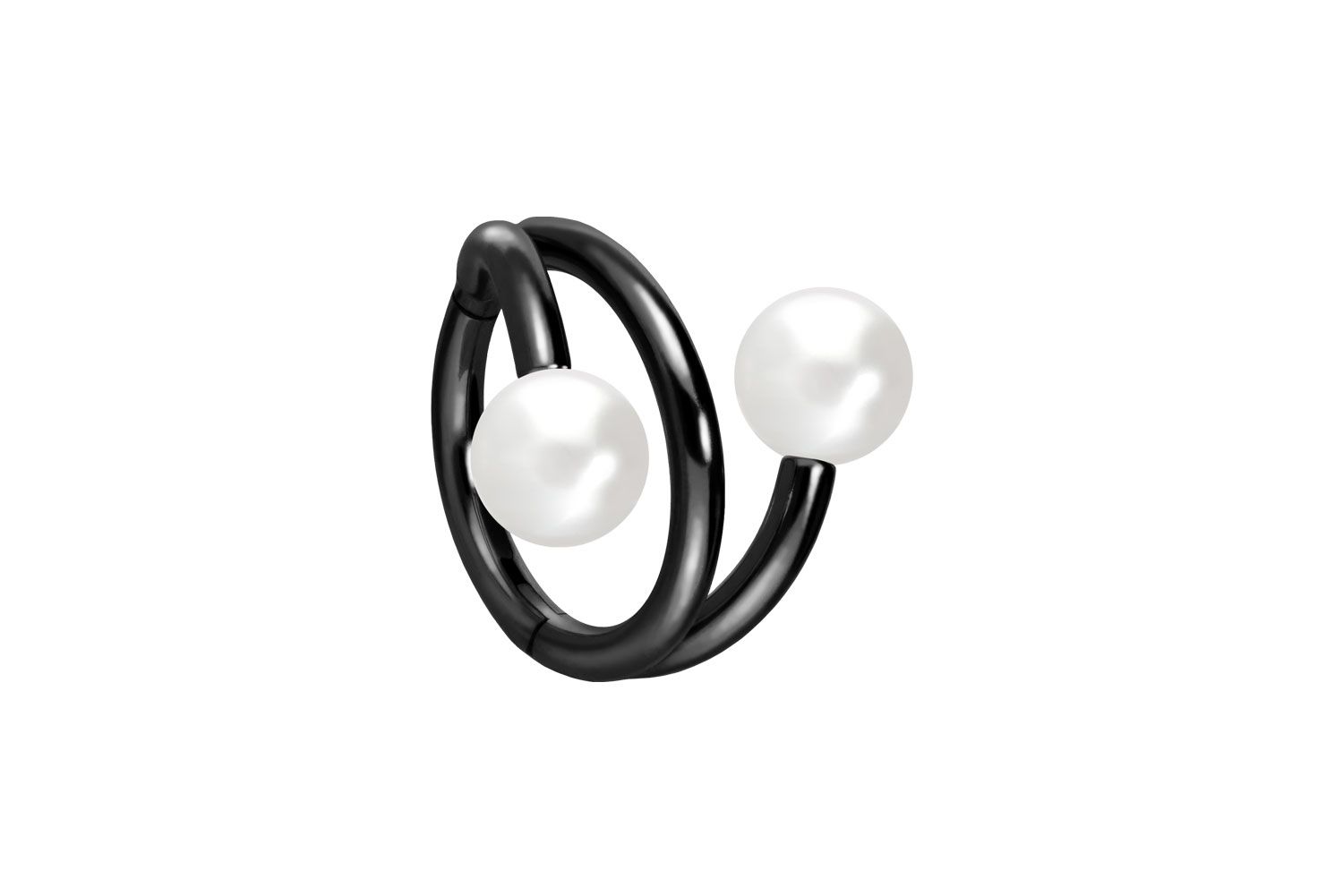 Titanium segment ring clicker with internal thread 3 RINGS + 2 SYNTHETIC PEARLS