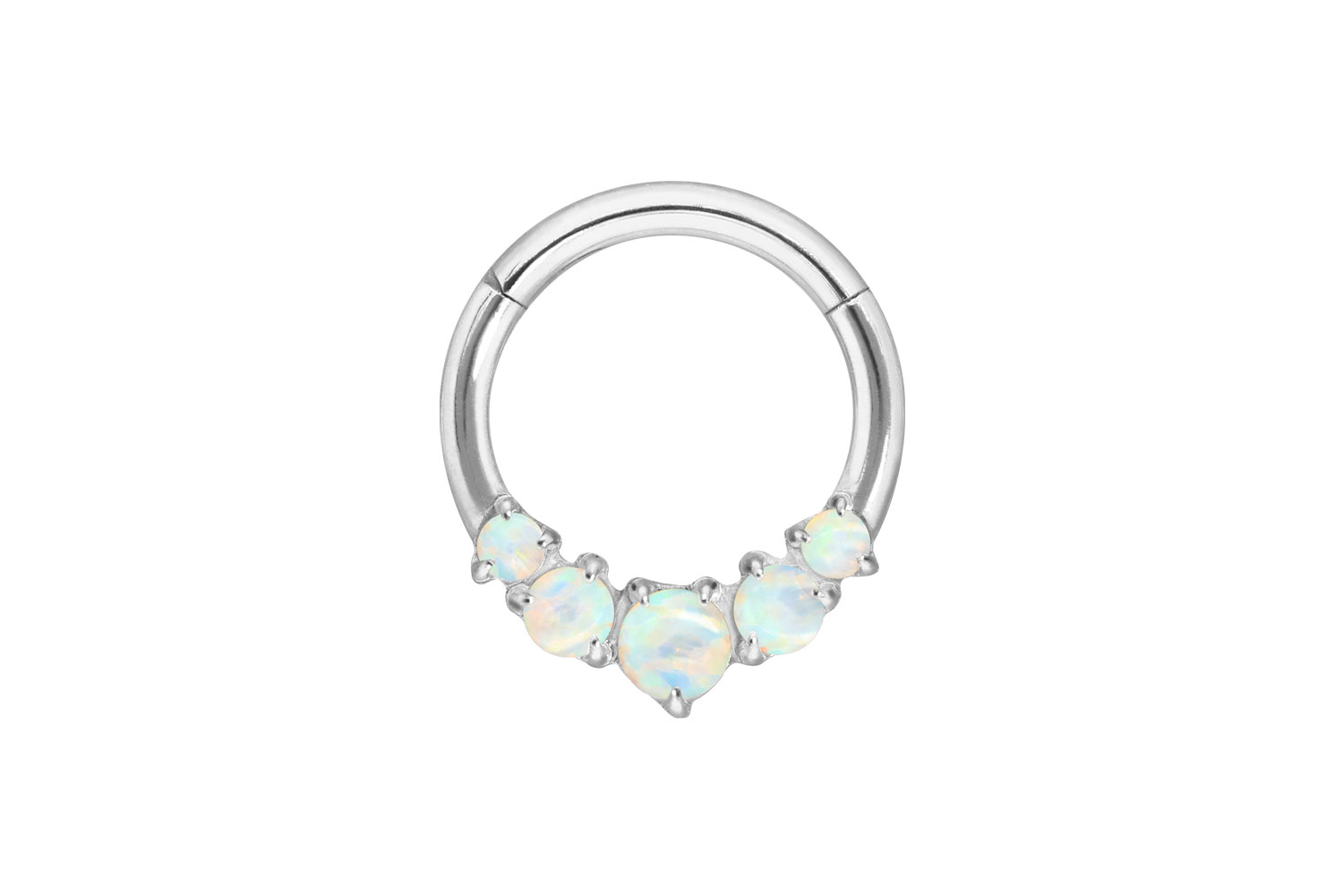 Titanium segment ring clicker 5 SYNTHETIC OPALS