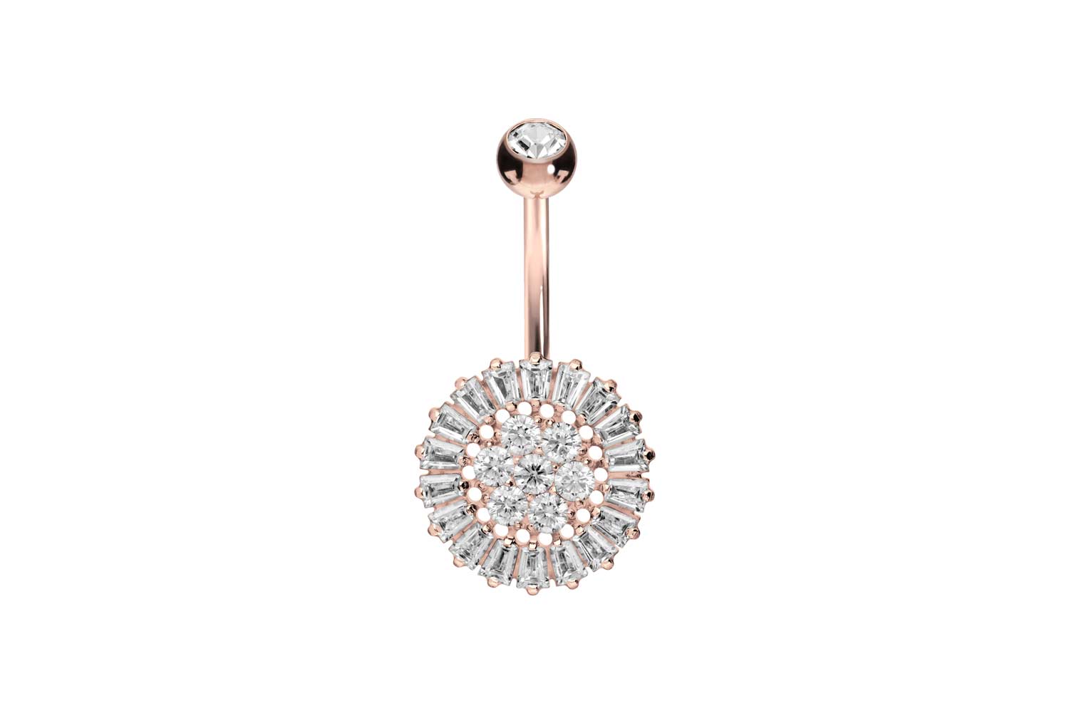 Titanium bananabell with internal thread CRYSTAL FLOWER + CRYSTAL CIRCLE