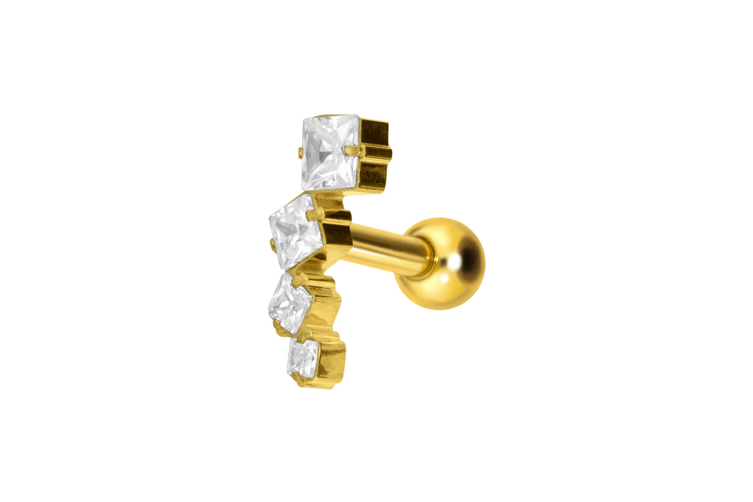 Titanium ear piercing with internal thread CRYSTAL ARCH