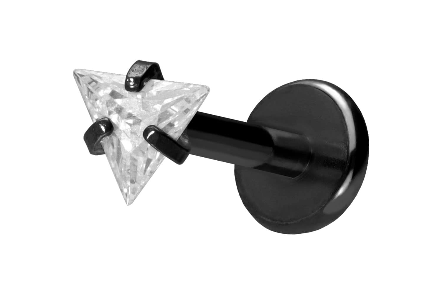 Titanium labret with push fit SETTED CRYSTAL TRIANGLE