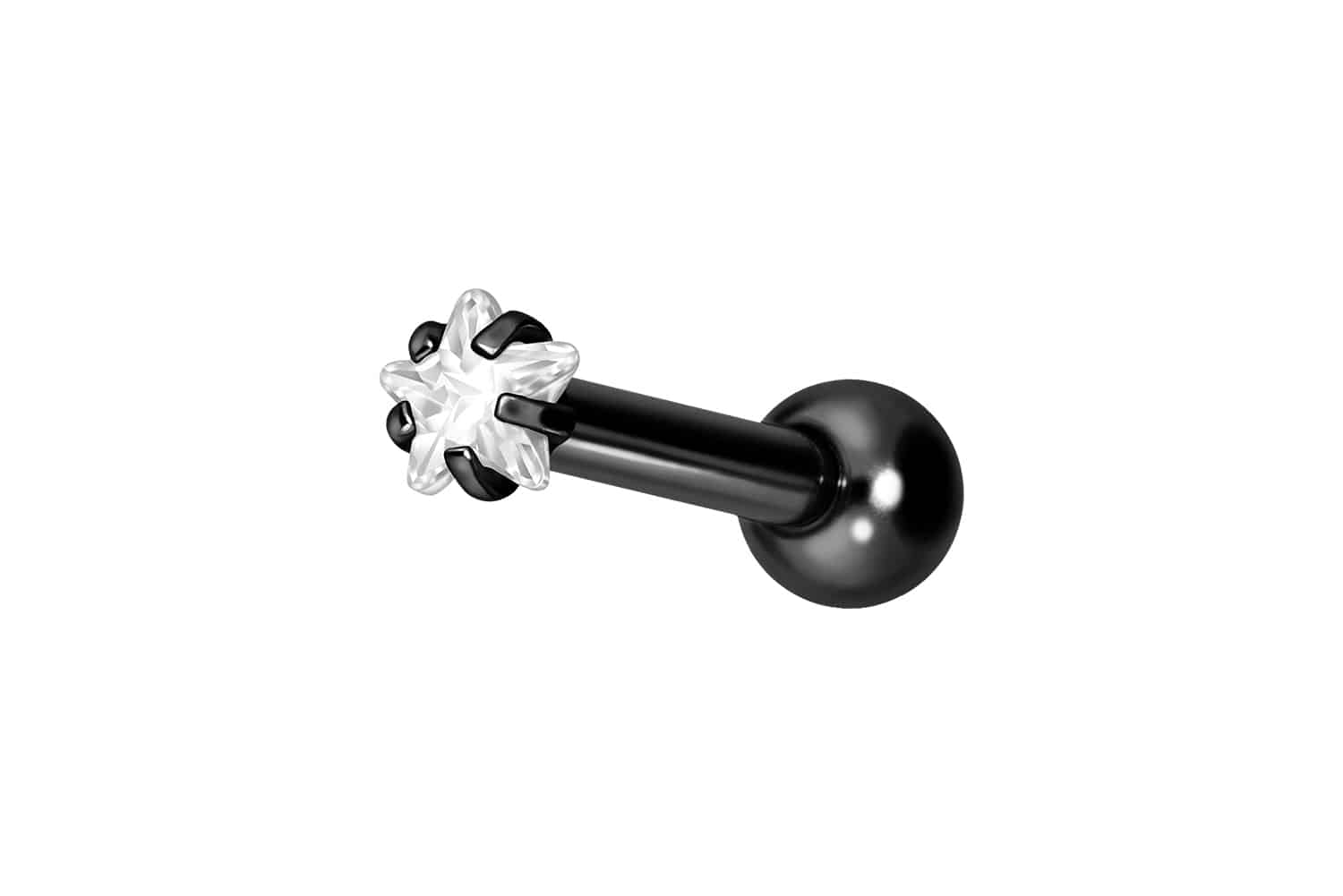 Titan Ohrpiercing mit Innengewinde EINGEFASSTER KRISTALLSTERN