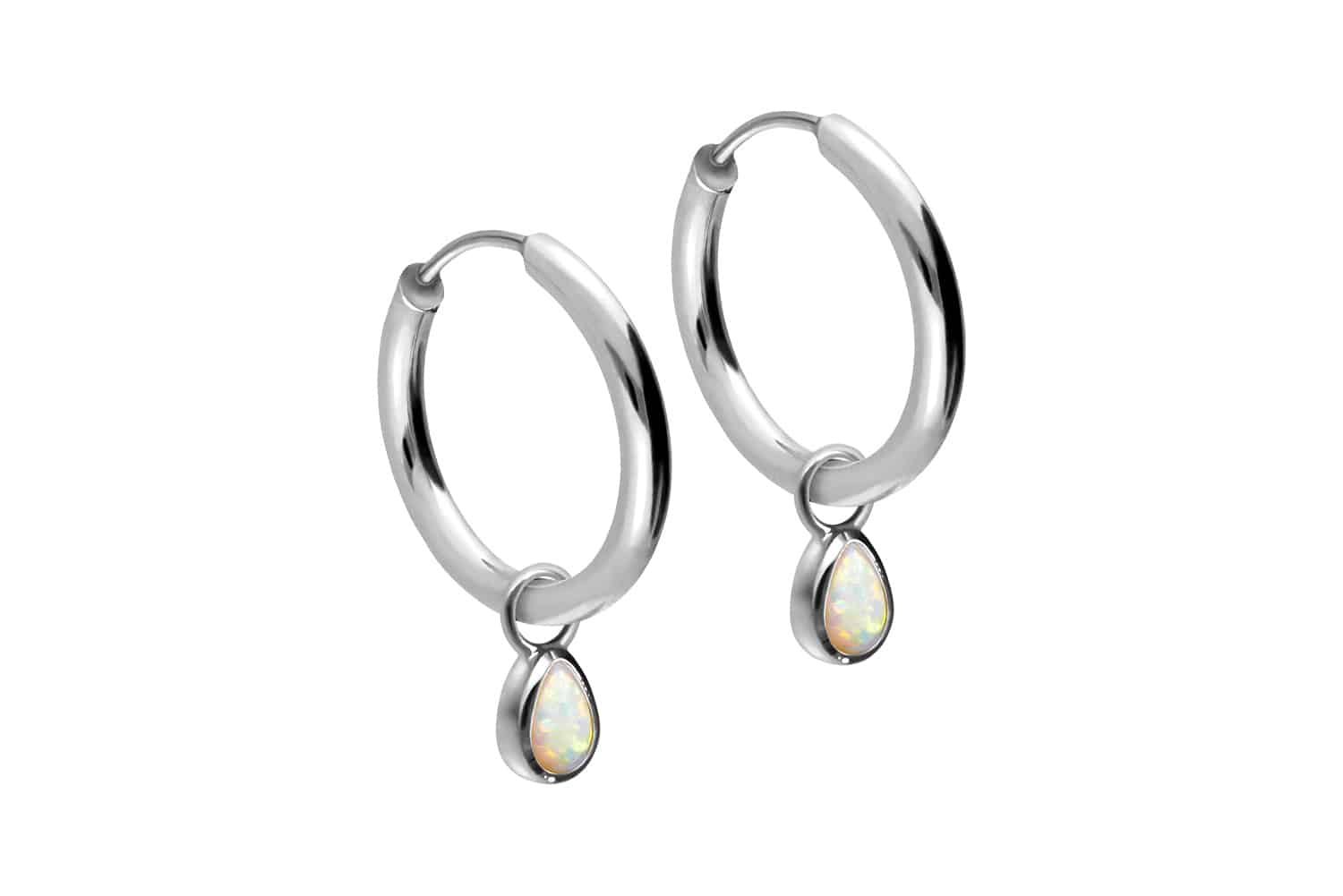 Surgical steel ear clicker creoles SYNTHETIC OPAL DROP