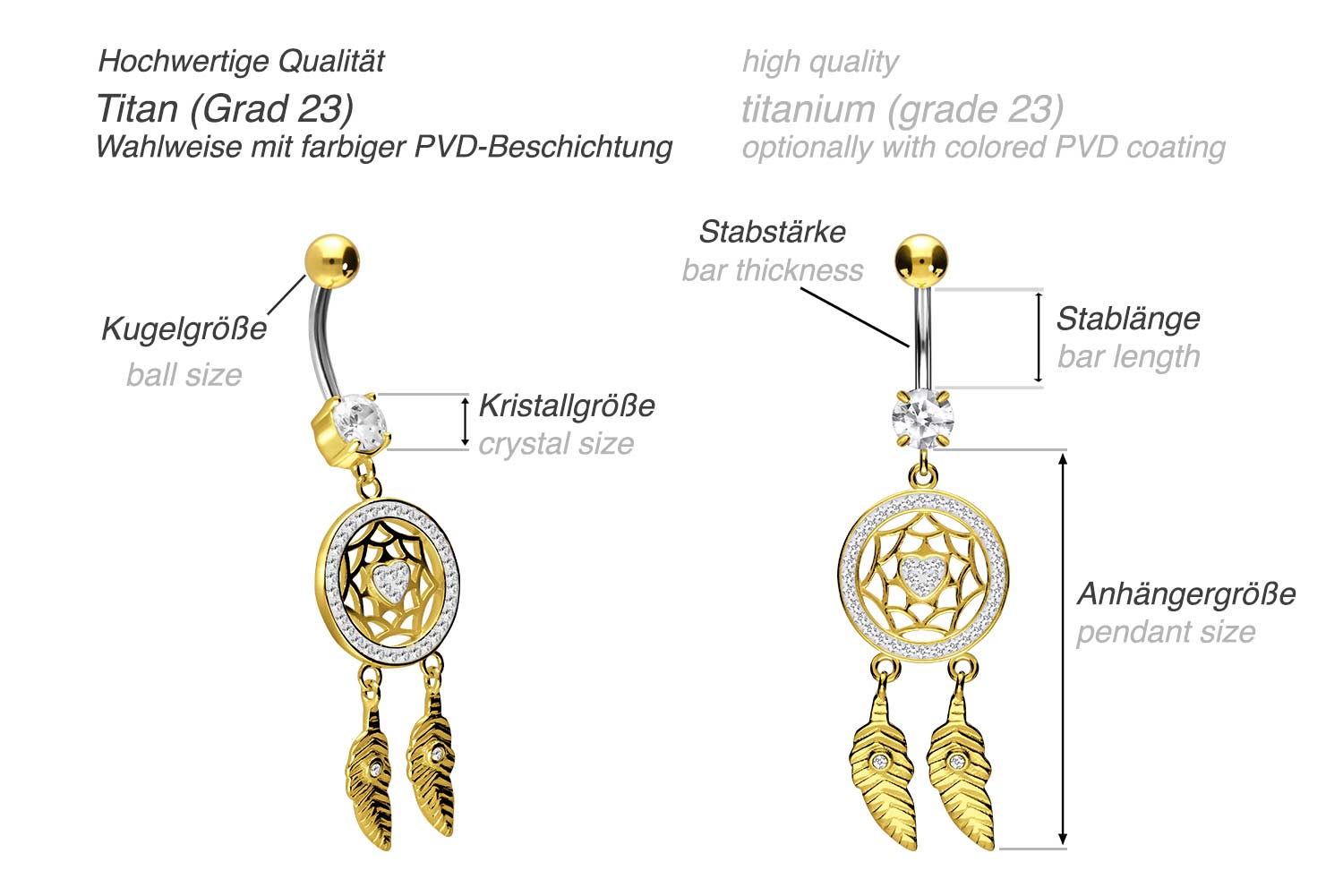 Titanium bananabell with 925 silver design DREAM CATCHER + HEART