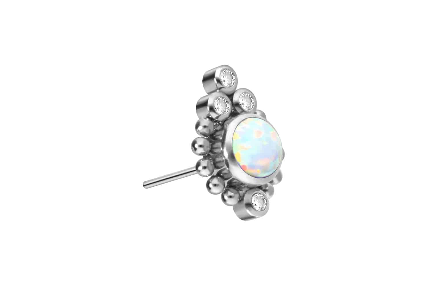 Titan Aufsatz mit Push Pin SYNTHETISCHER OPAL + 4 KRISTALLE + KUGELN ++SALE++