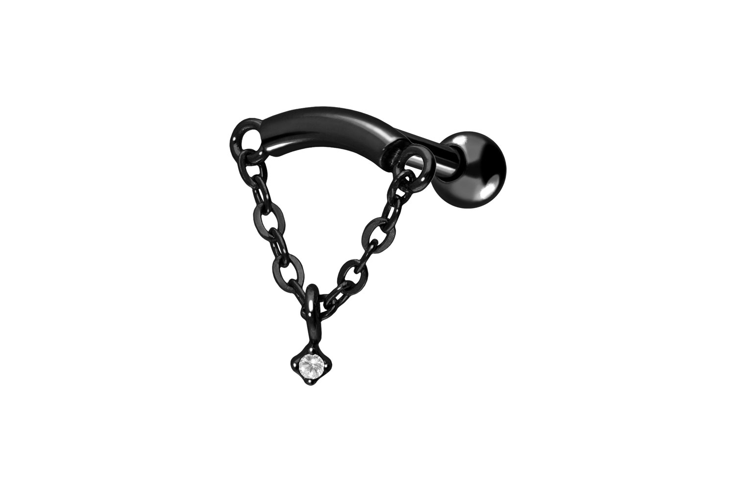 Surgical steel ear piercing ARCH + CHAIN + CRYSTAL