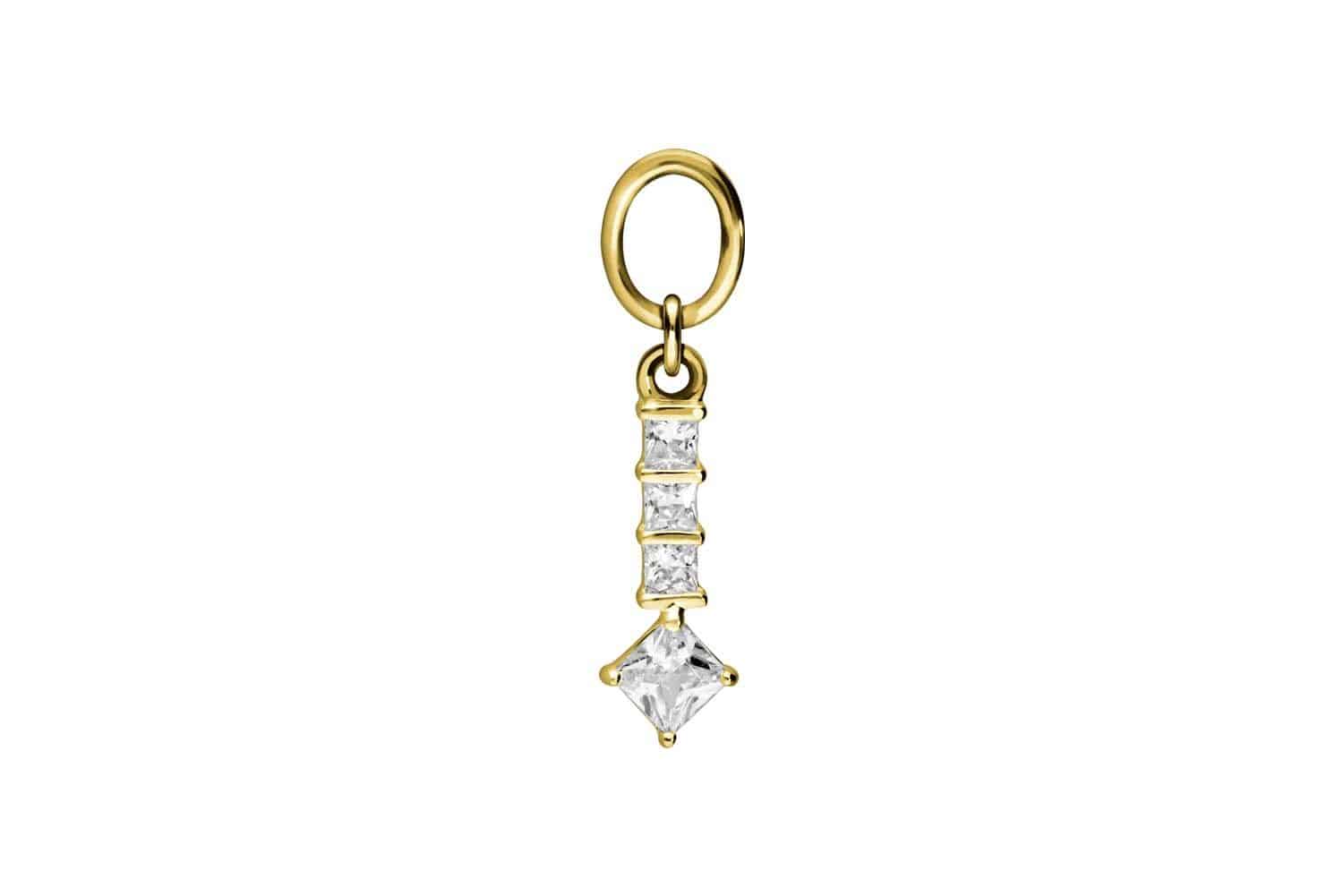 18 carat gold pendant for clickers 4 SETTED CRYSTALS