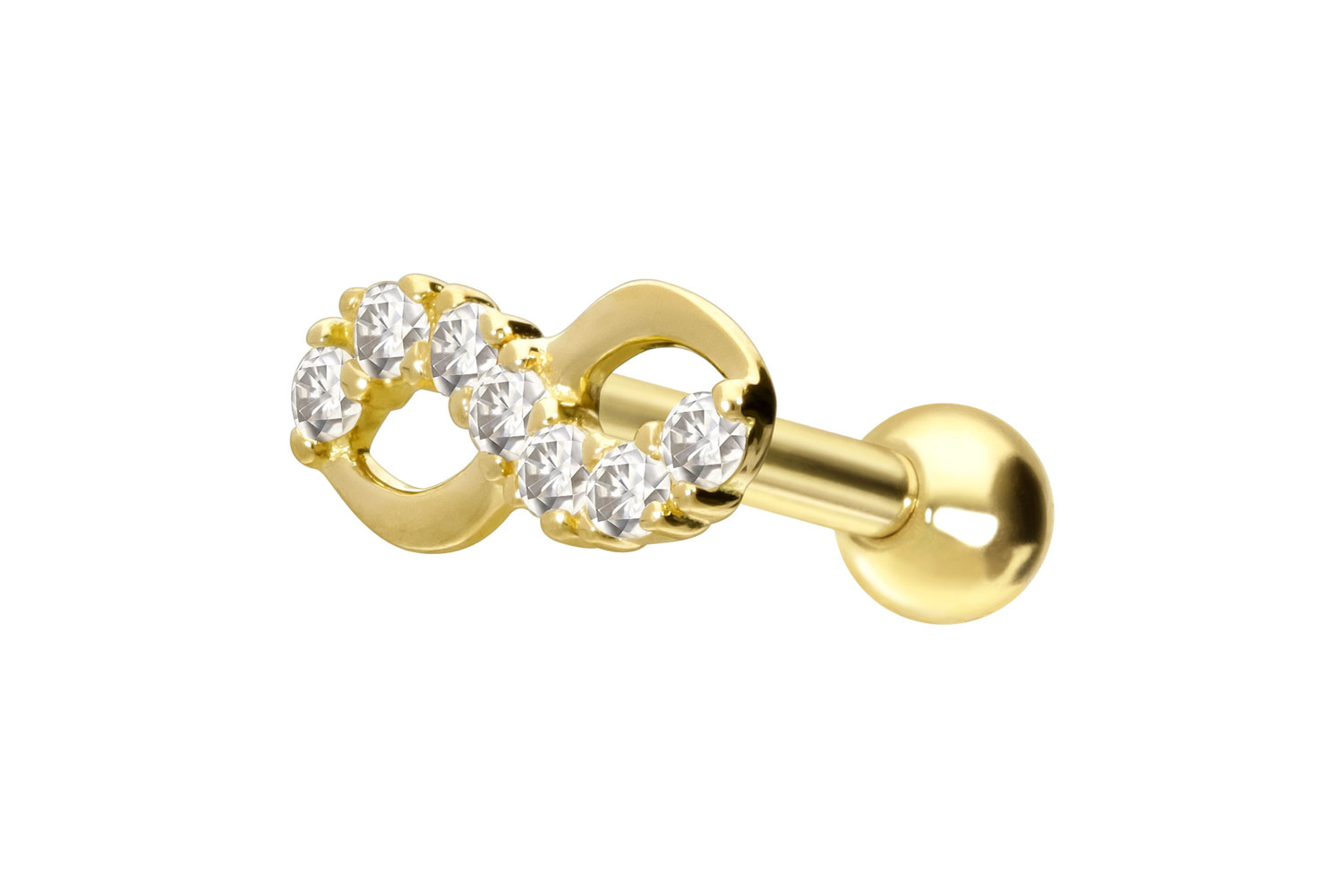 14/18 Karat Gold Ohrpiercing MOISSANITE + UNENDLICHKEIT