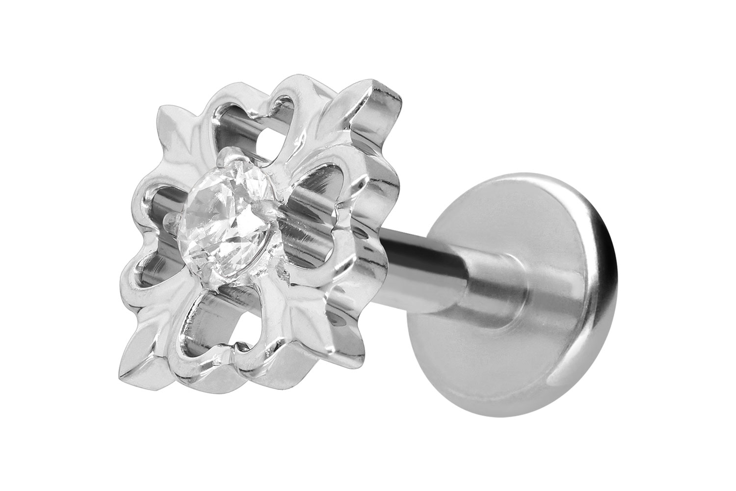Titanium labret with internal thread CLOVER LEAF