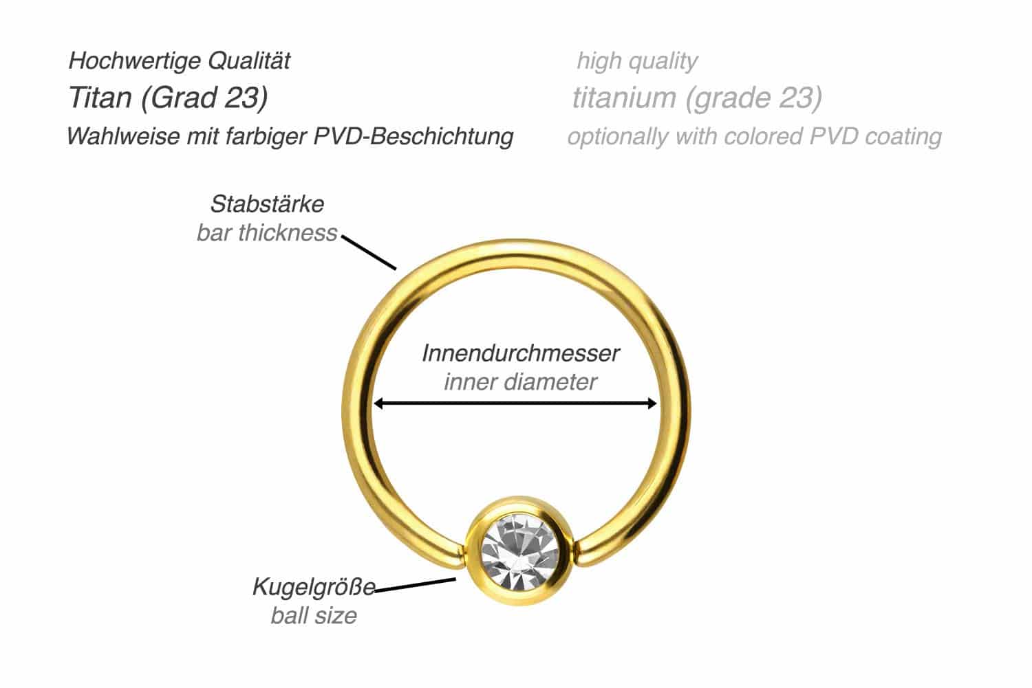 Titanium ball closure ring CRYSTAL