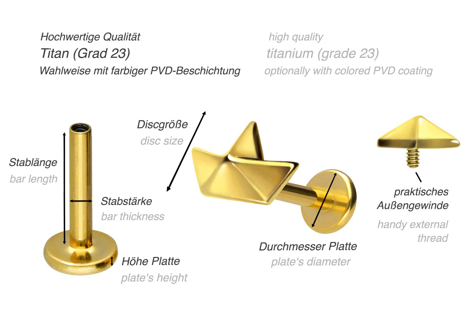 Titan Labret mit Innengewinde SEGELBOOT