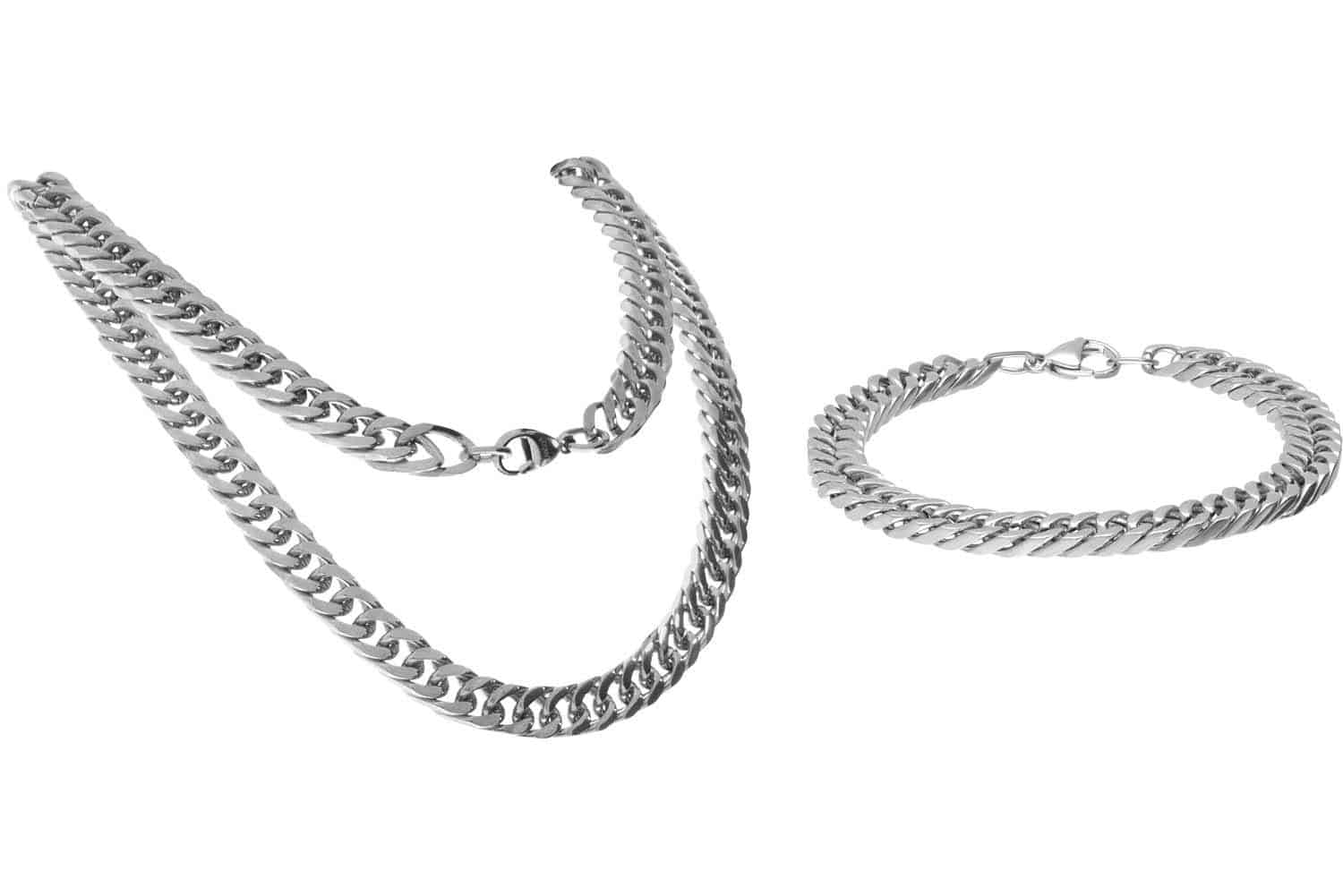 SET Stainless steel curb chain + curb bracelet