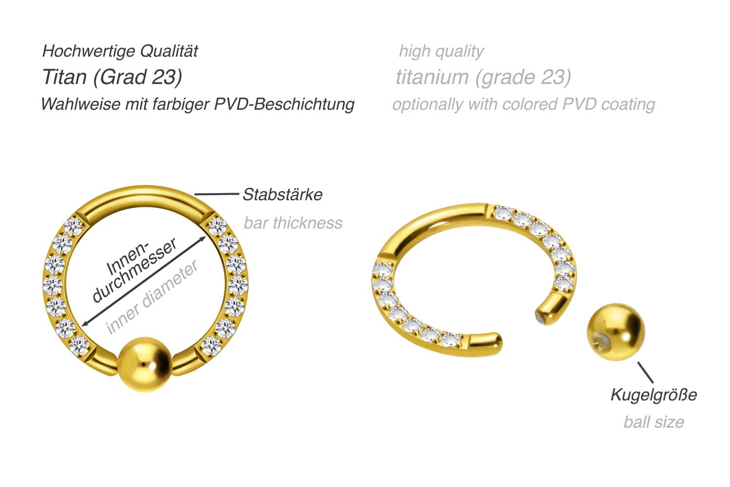Titan Klemmkugelring EINGEFASSTE KRISTALLE