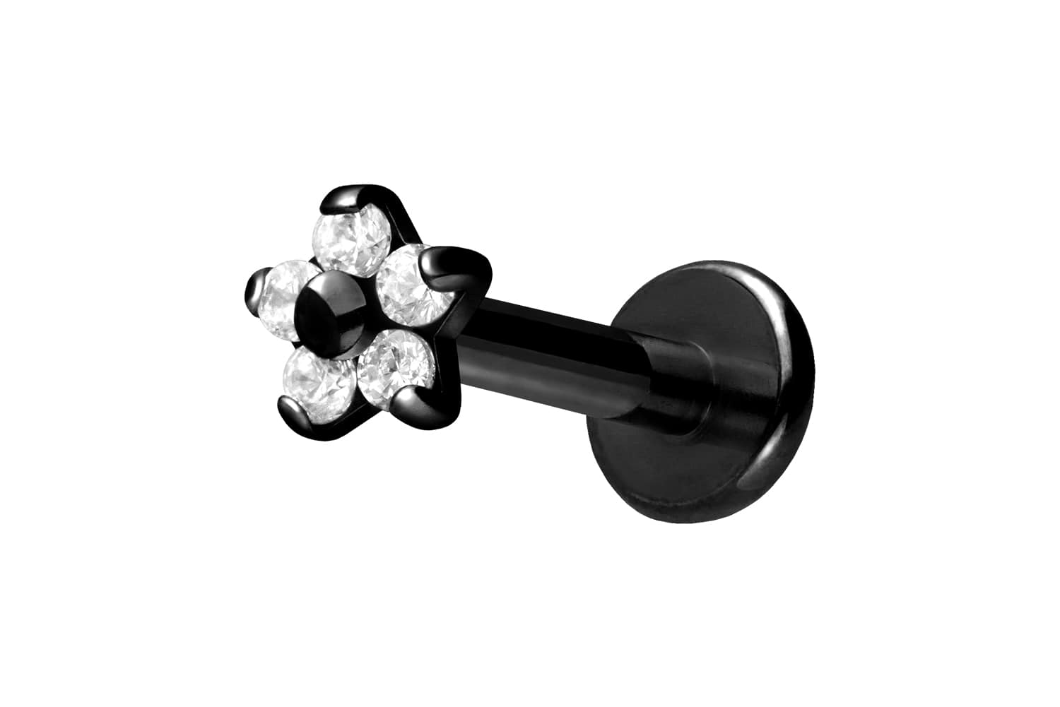 Titan Labret mit Innengewinde BLUME MIT 5 KRISTALLEN
