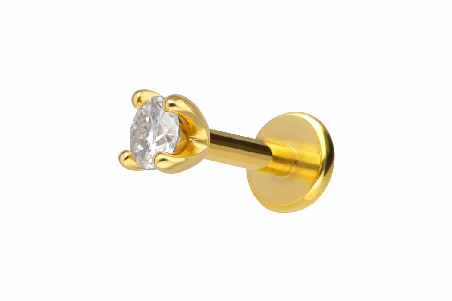 Titanium labret with internal thread + 925 silver attachment MOISSANITE