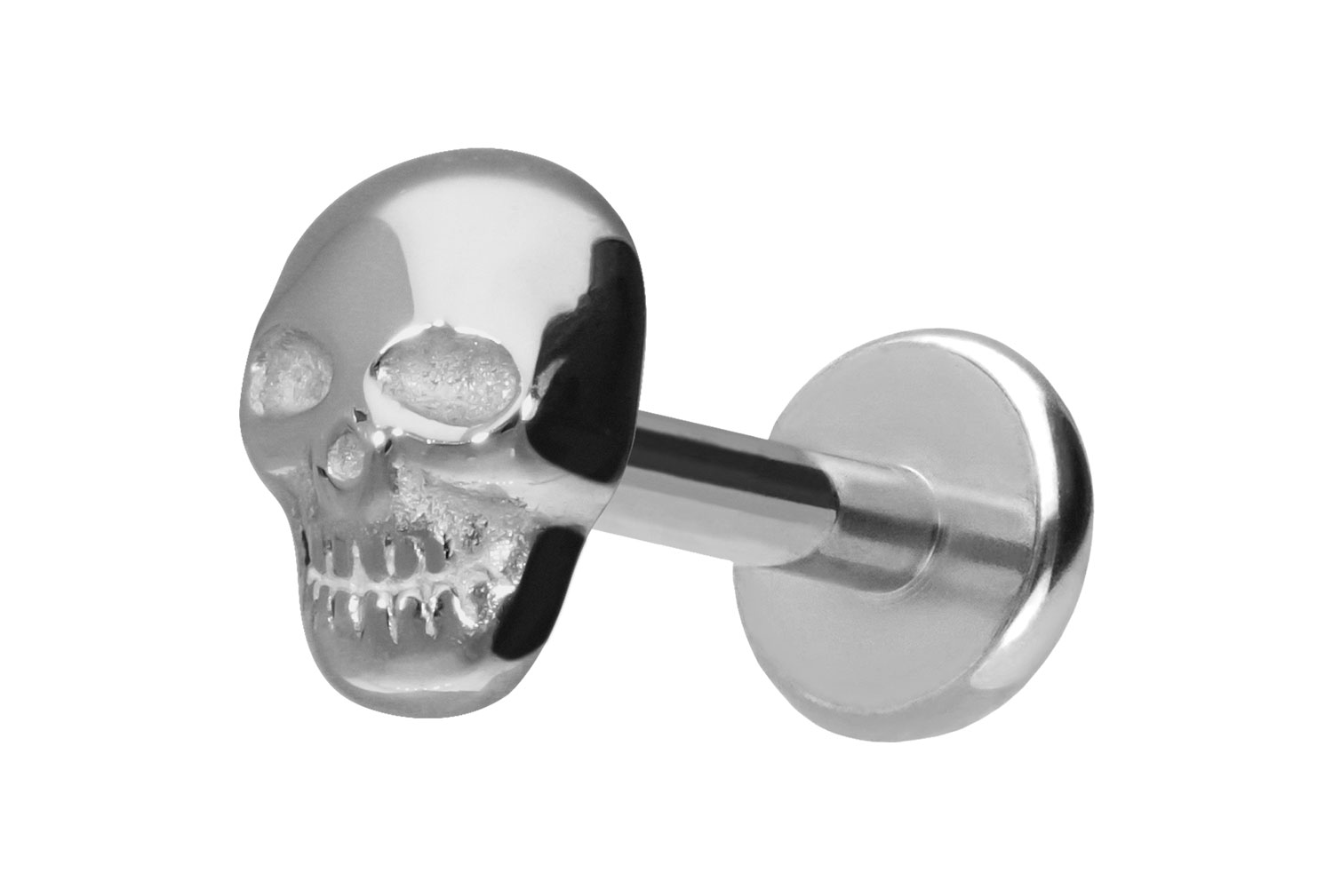 Titanium labret with push fit SKULL