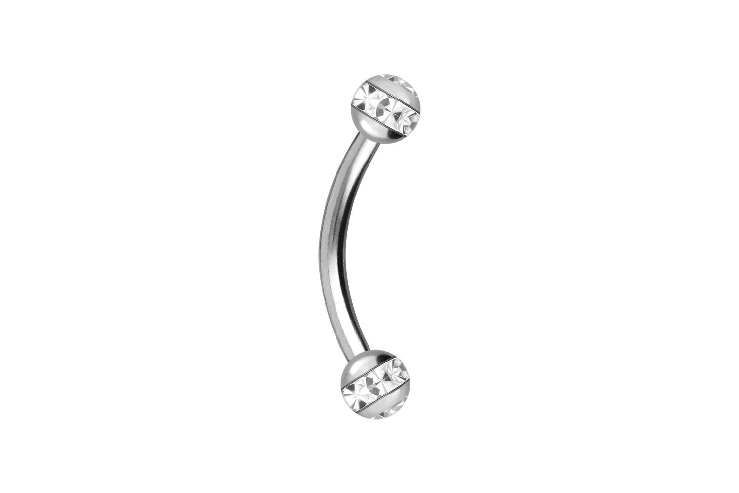 Surgical steel banana EPOXY RING BALLS+ CRYSTALS