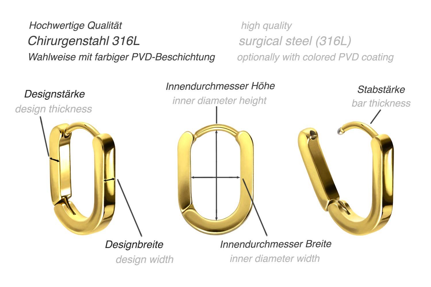 Surgical steel ear clicker creoles OVAL