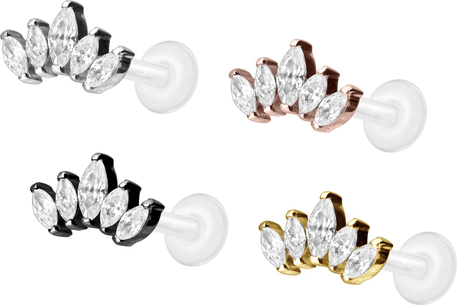 PTFE labret with internal thread + titanium attachment LOTUS BLOSSOM