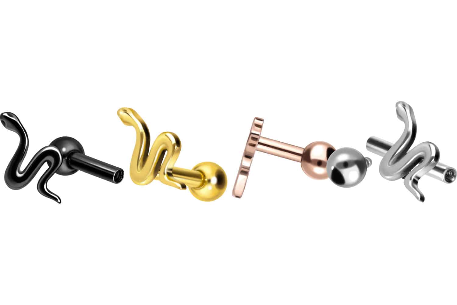 Titanium ear piercing with internal thread SNAKE