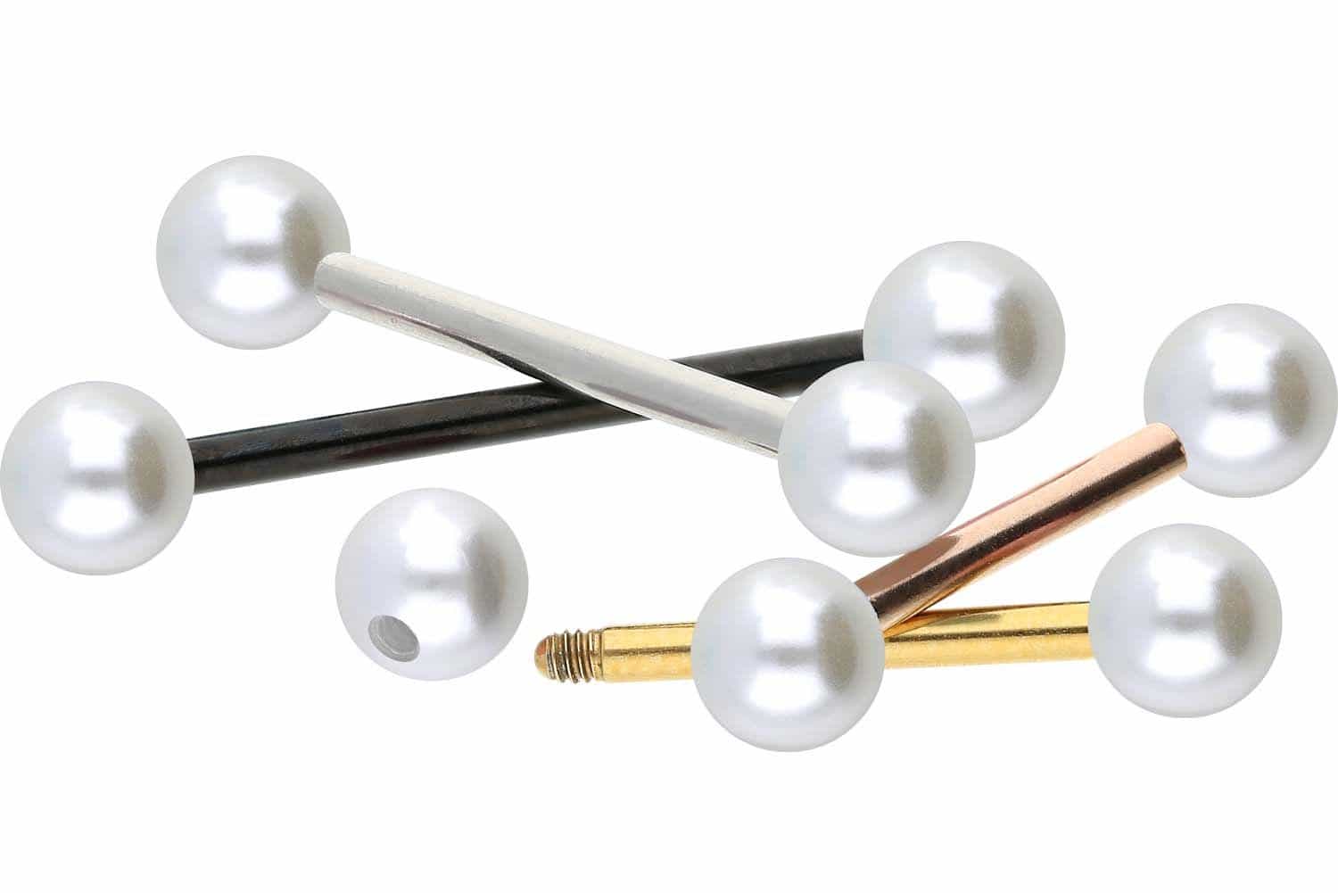 Titanium barbell SYNTHETIC PEARLS